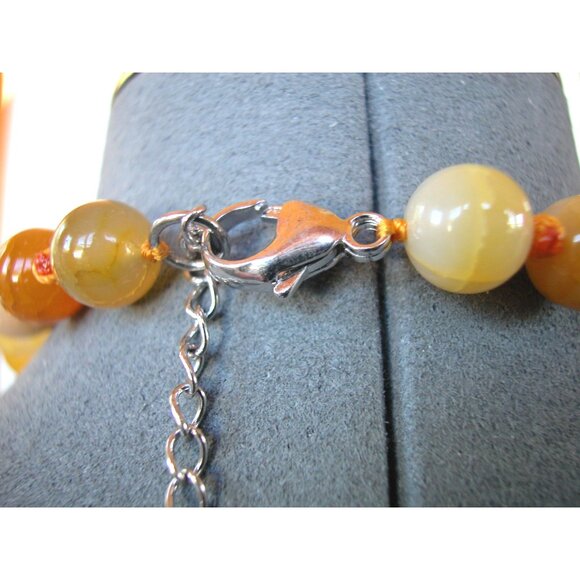 Vintage Agate Bead Necklace Orange & Brown Graduated Beads With Lobster Clasp - Picture 4 of 4